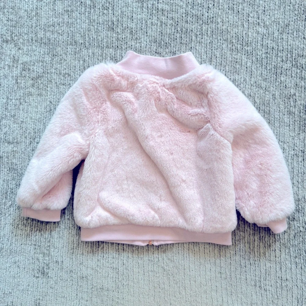Cat & Jack Baby Pink Faux Fur Bomber Jacket 18M Fall Winter Comfy‎ Soft